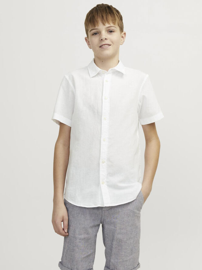 Jack & Jones JJELINEN BLEND SHIRT SS SN JNR White