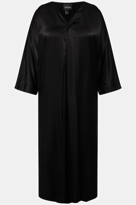 Midikleid, Satin, V-Ausschnitt, Halbarm, Taschen