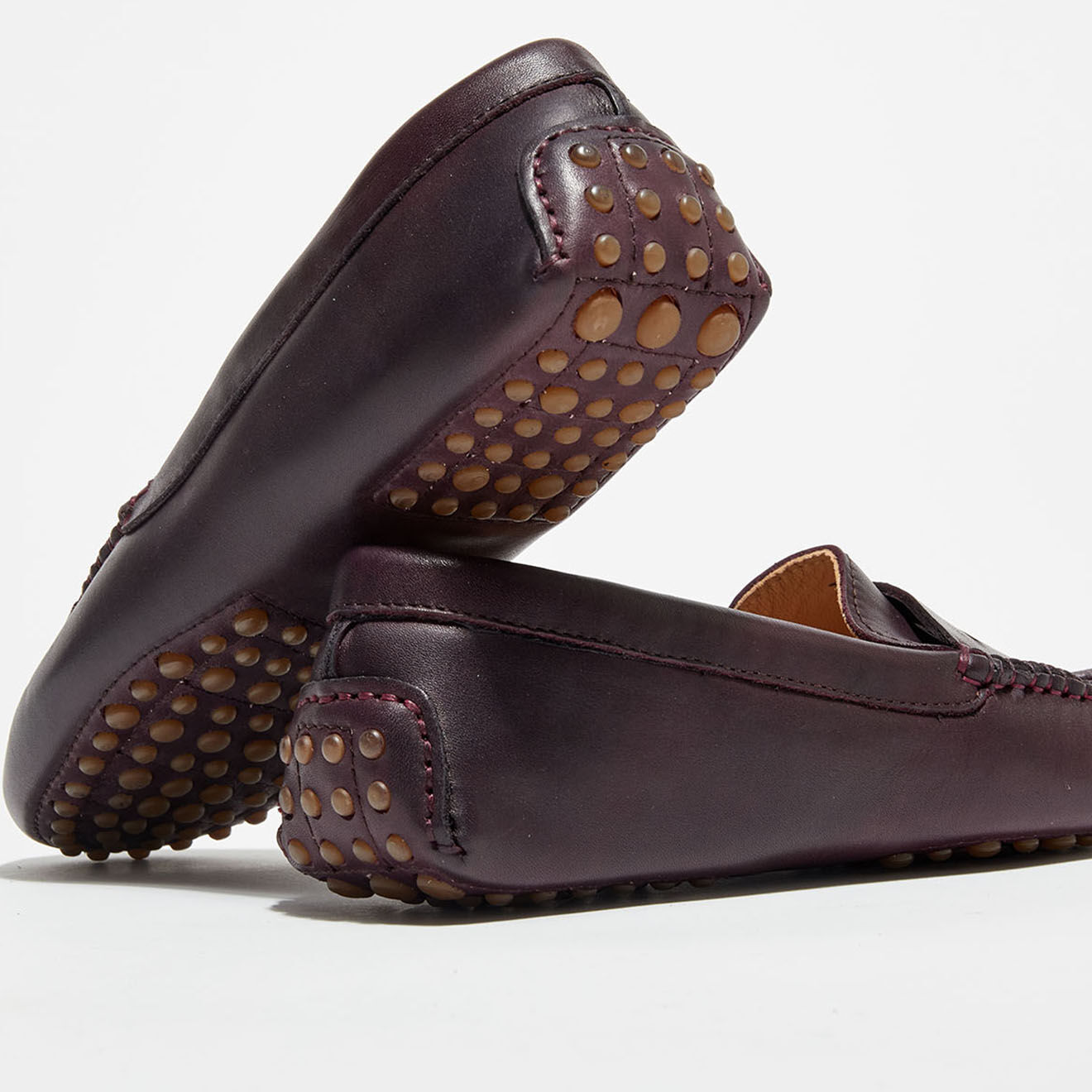 Loafers Mocassins en Cuir Lisse Elya  prune