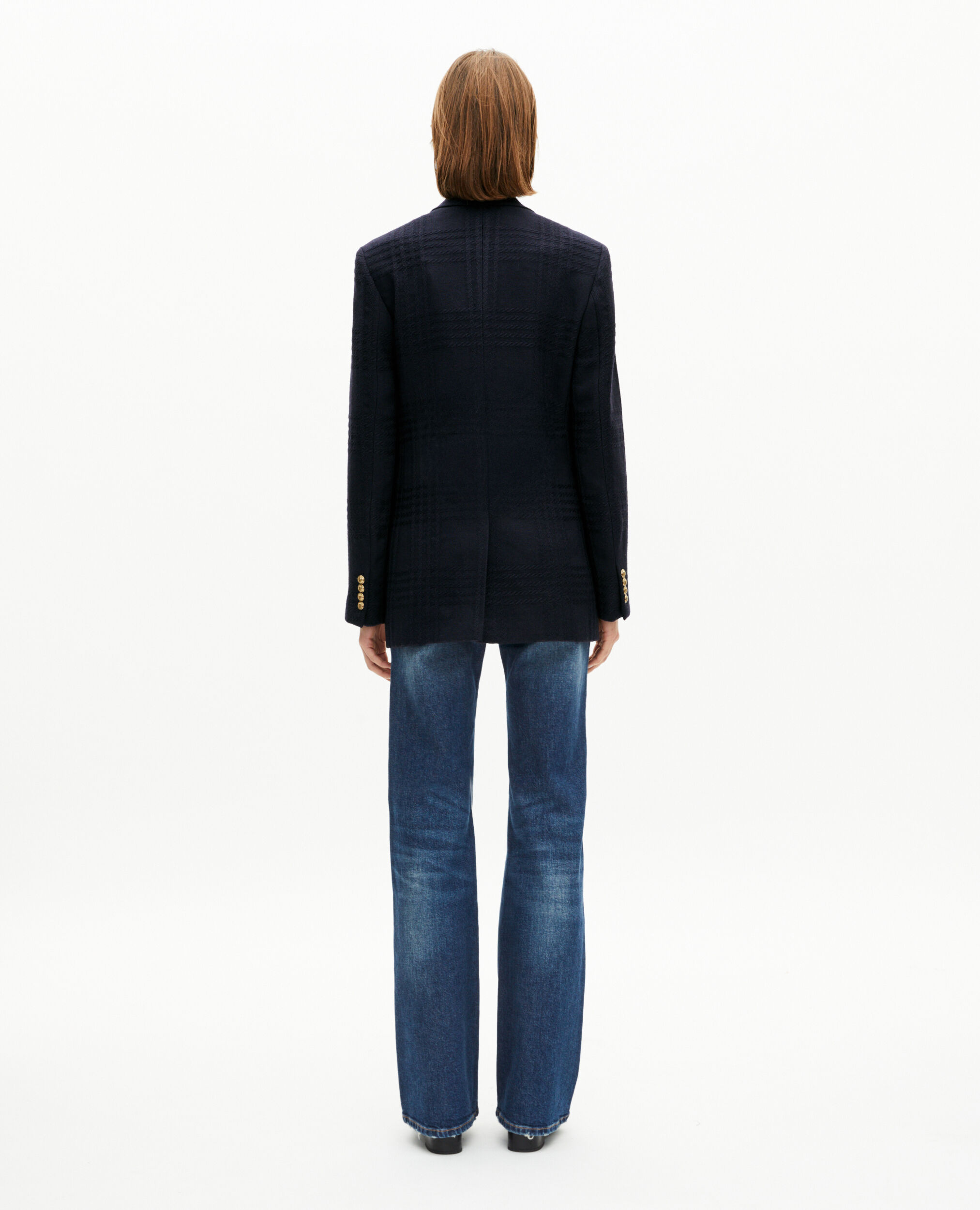 Veste en tweed en laine marine