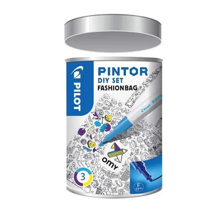 Pilot PINTOR DIY Set - Fashion Tasche Kreativmarker Fein Hellblau/Violett/Gelb
