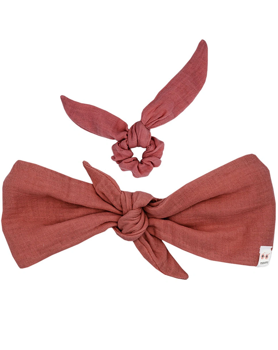 Musselin-Haarband MINI GIRL mit Haargummi in rust