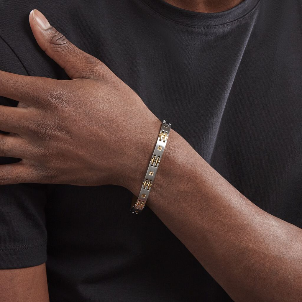 Bracelet Acier Blanc Et Plaqué Or Antero