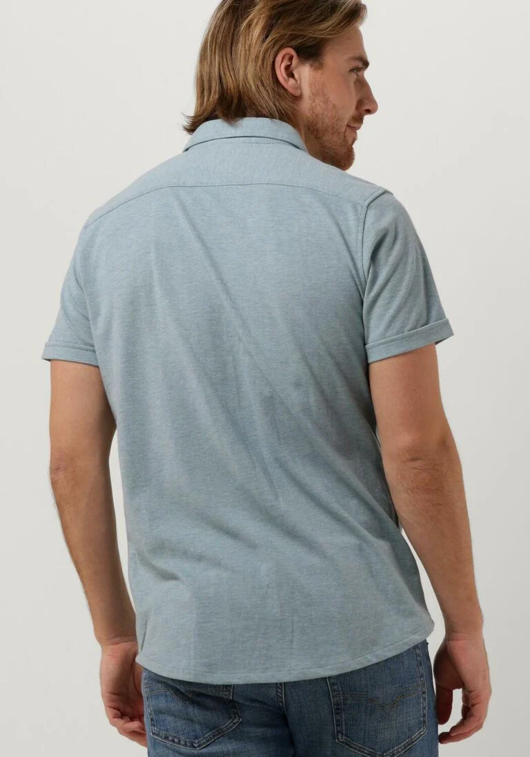DSTREZZED blauwe dstrezzed casual overhemd shirt melange pique
