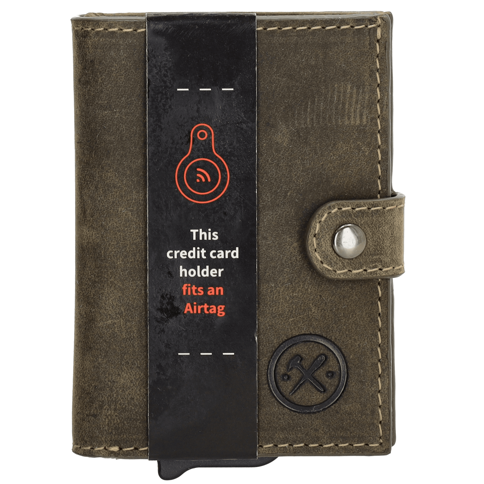 Hide & Stitches Idaho Safety Wallet S met AirTag Holder Olijfgroen