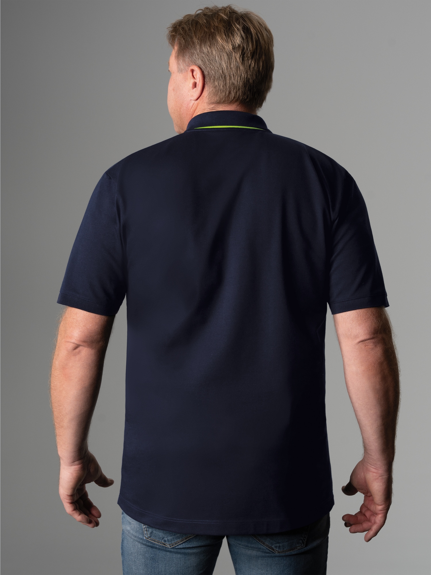 Poloshirt mit Kontrastelementen Navy