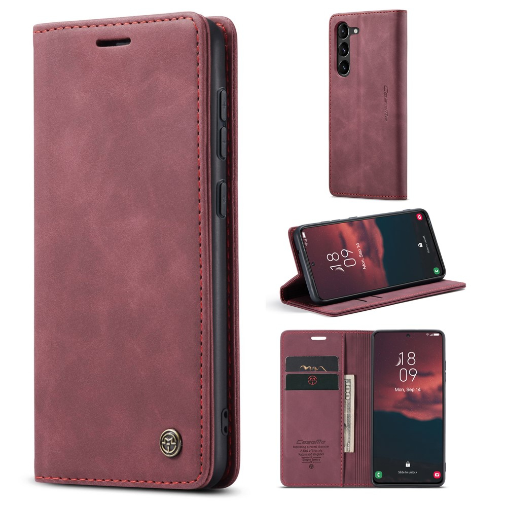 Samsung Galaxy S23 5G Leder Tasche Flip Wallet Etui mit Kartenfächern - Rot