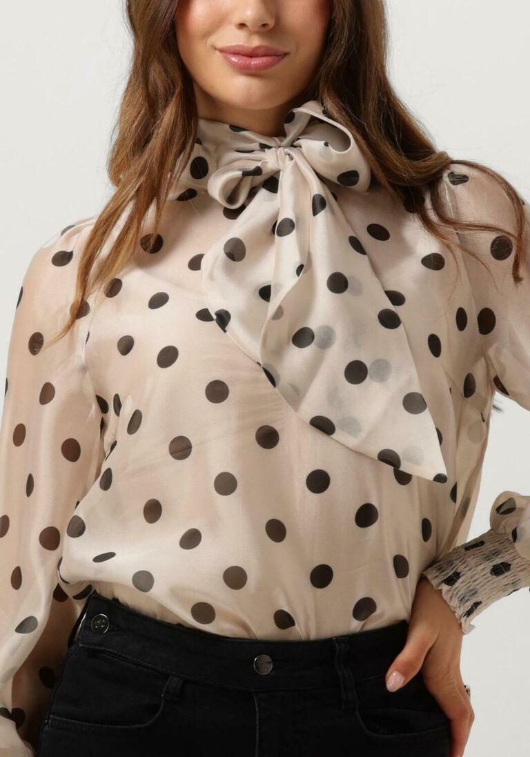 CO\\'COUTURE beige co'couture blouse drewcc dot tie blouse