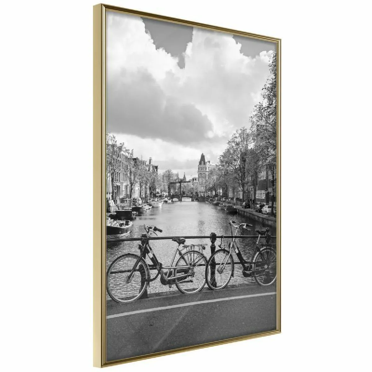 Paris Prix Affiche Bicycles Against Canal - 30 x 45 cm - Or