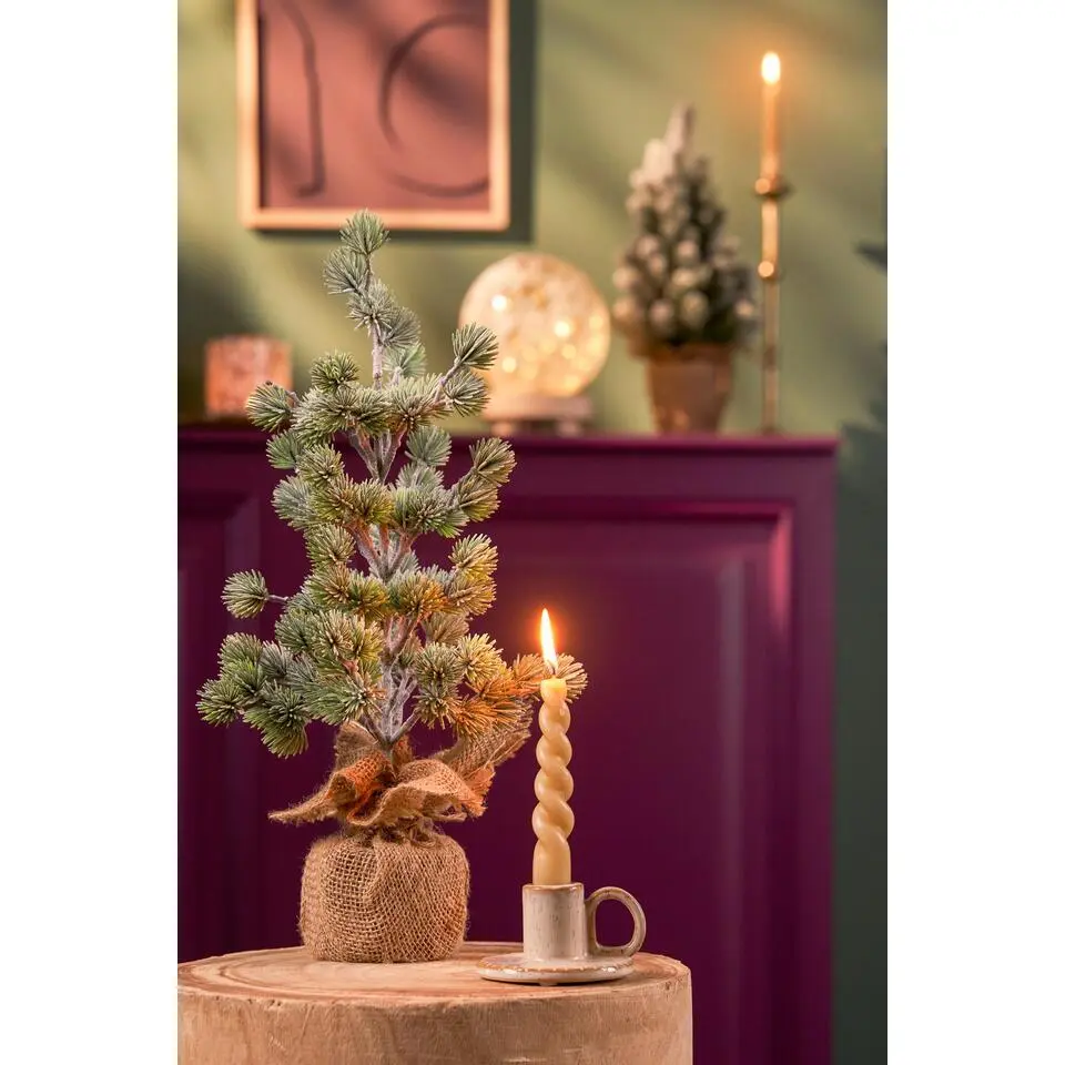 House of Seasons Kunstkerstboom in Jute - H45 x Ø23 cm - Groen Frosted