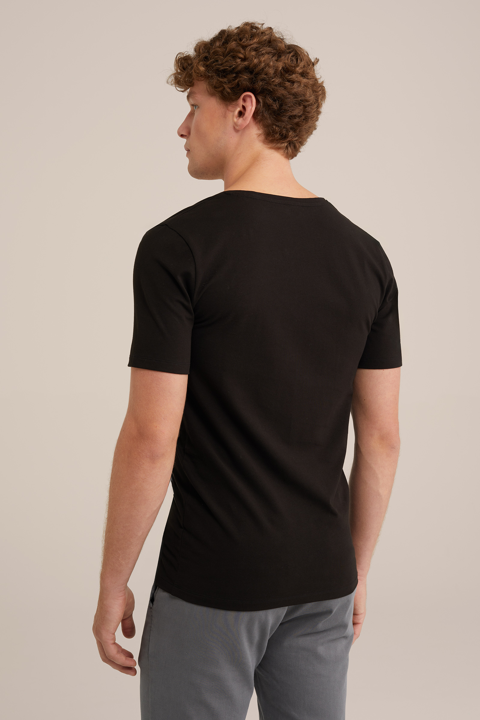 'deep' V-neck T-shirt WE Fashion Zwart