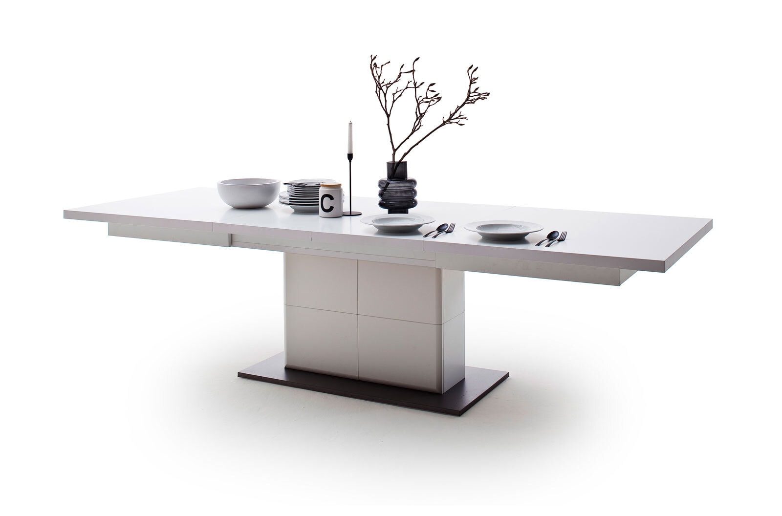 Esstisch AMORA 100 x 180-280 cm NB weiß