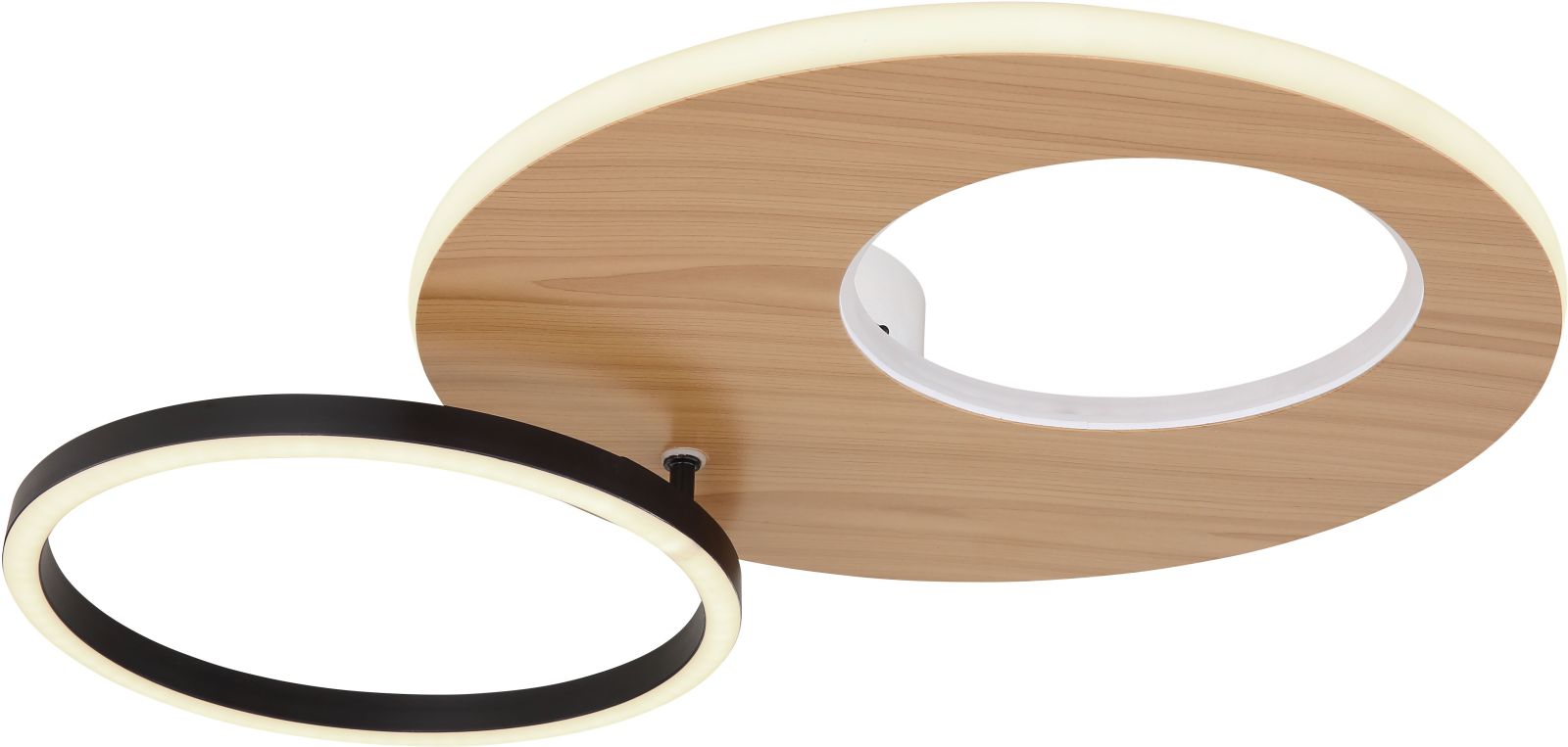 LED-Deckenleuchte FORSI - schwarz-weiß - Holzoptik- 61,2cm