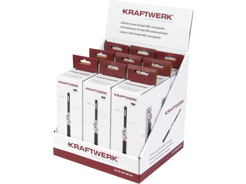 Kraftwerk 9 x LED Handlampe Slimlight 800, 3.7 V, 2600 mAh Hochwertige LED-Stiftlampe