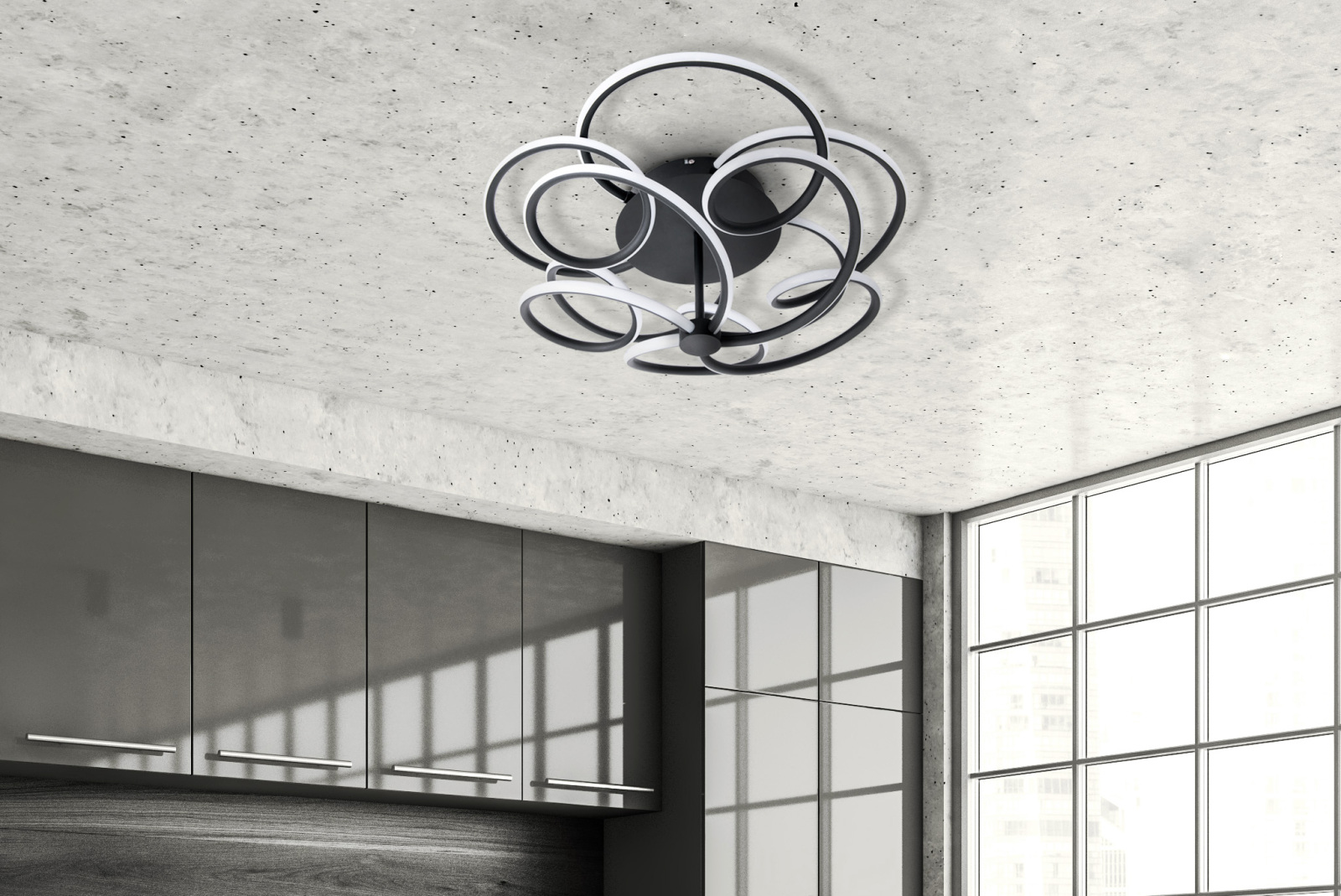 LED-Deckenleuchte RIZADO - schwarz - 57 cm - dimmbar