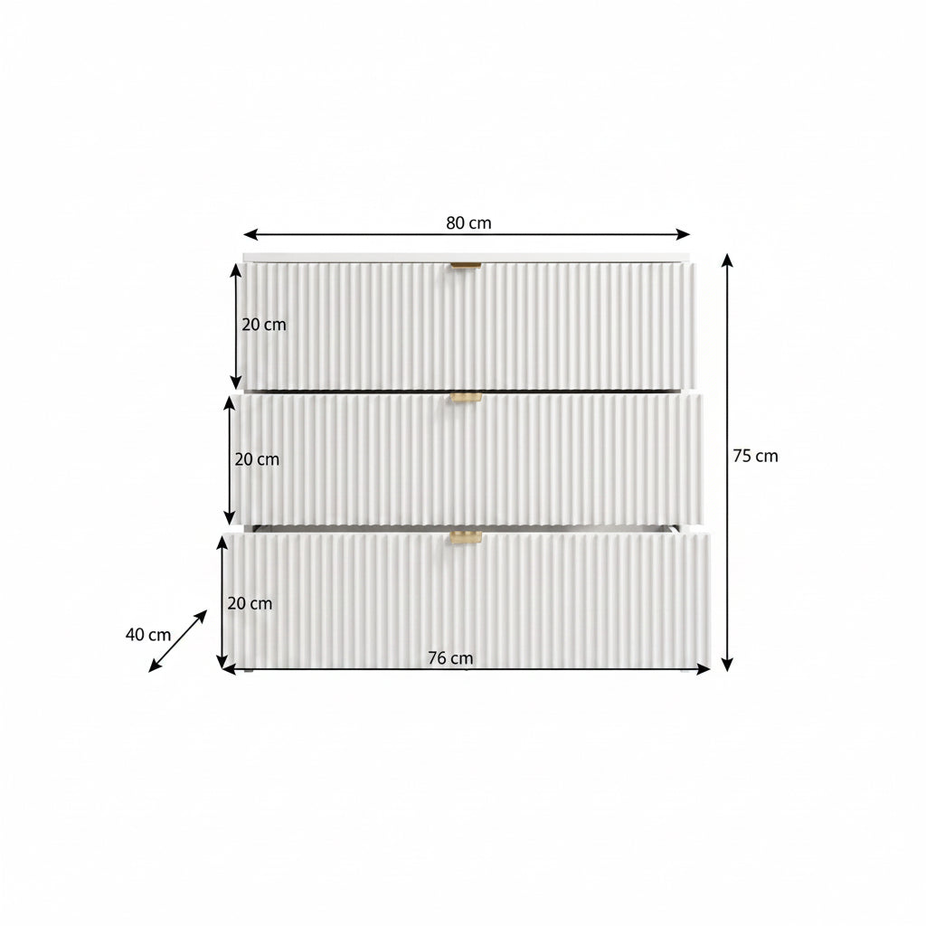 Ladekast Tavares - Zwart - 80 cm