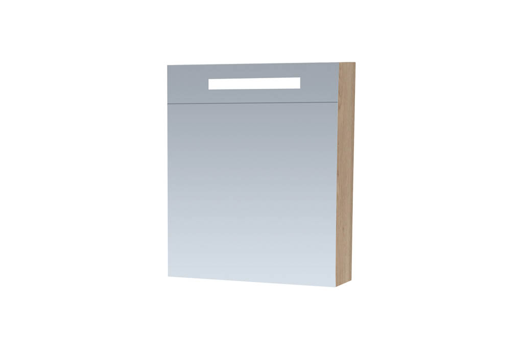Brauer Promise Deluxe spiegelkast 60cm met linksdraaiende deur en verlichting eiken licht