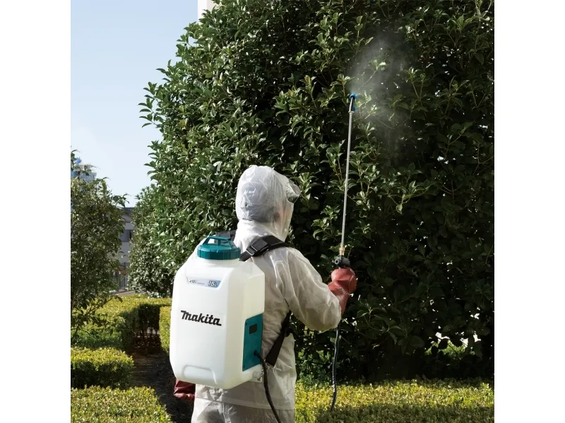 Makita DUS158Z, Rygsæk havesprøjte, 15 L, Blå, Hvid, 5 bar, Udendørs, 325 mm