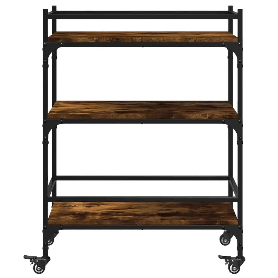 vidaXL - Keukentrolley - Bruin - Bewerkt hout