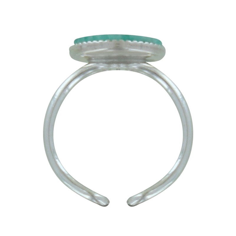 Bague Argent Rond Dentelé d'Amazonite