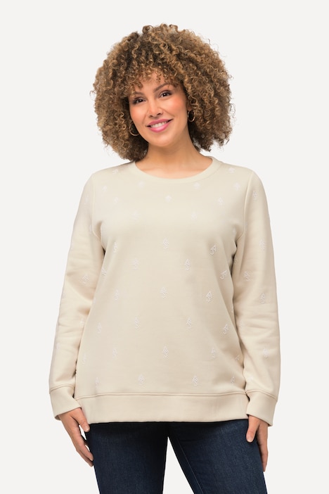 Sweatshirt, Perlen, Reißverschlüsse, Rundhals, Langarm