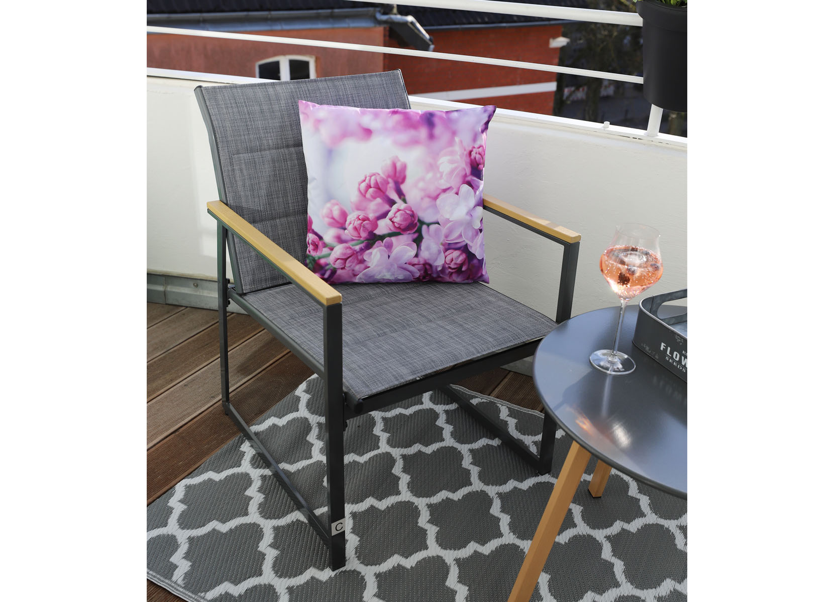 Outdoor-Loungesessel aus Metall mit Textilbespannung 2er-Set