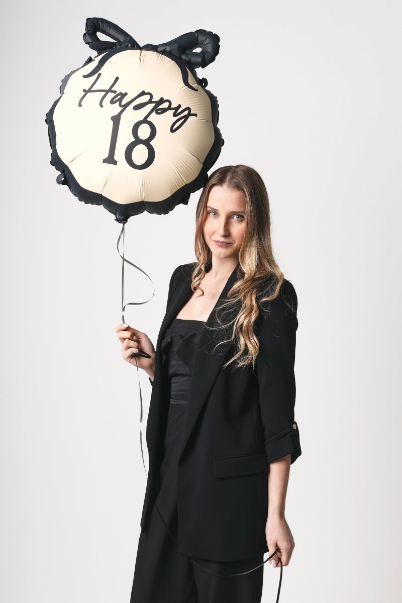 18 Jaar Helium Ballon Zwart Wit 53cm