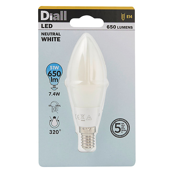 Ampoule LED Diall E14 7W=50W blanc neutre