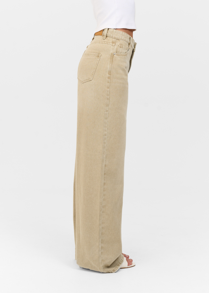 Wide leg classic jeans sage groen