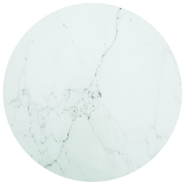 Tampo Mesa Ø80x1 cm Vidro Temperado Design Mármore Branco - 322250