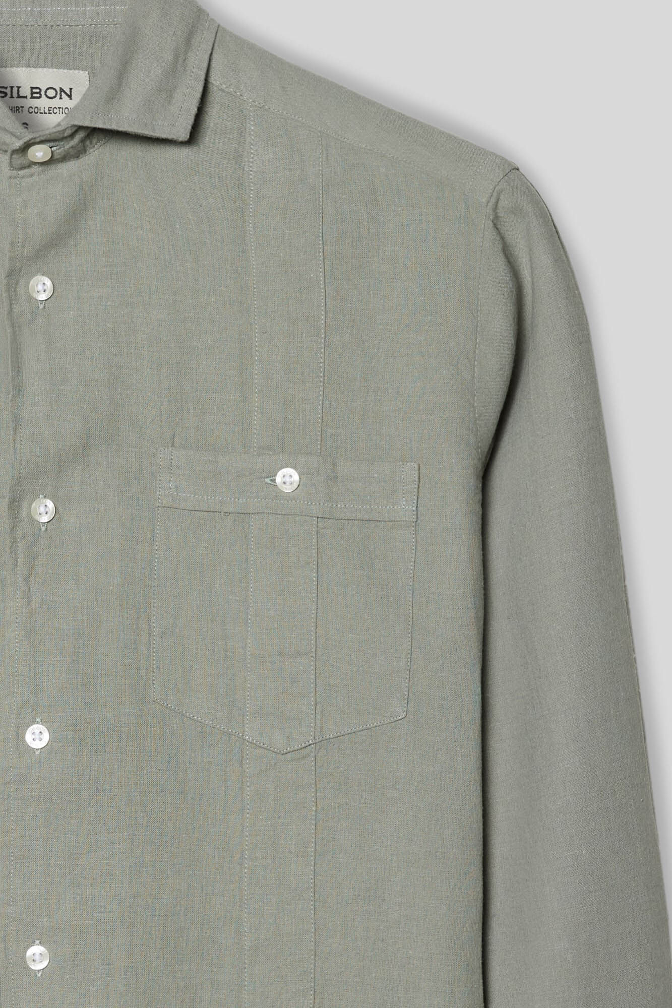 Guayabera esportiva verde claro - Cáqui