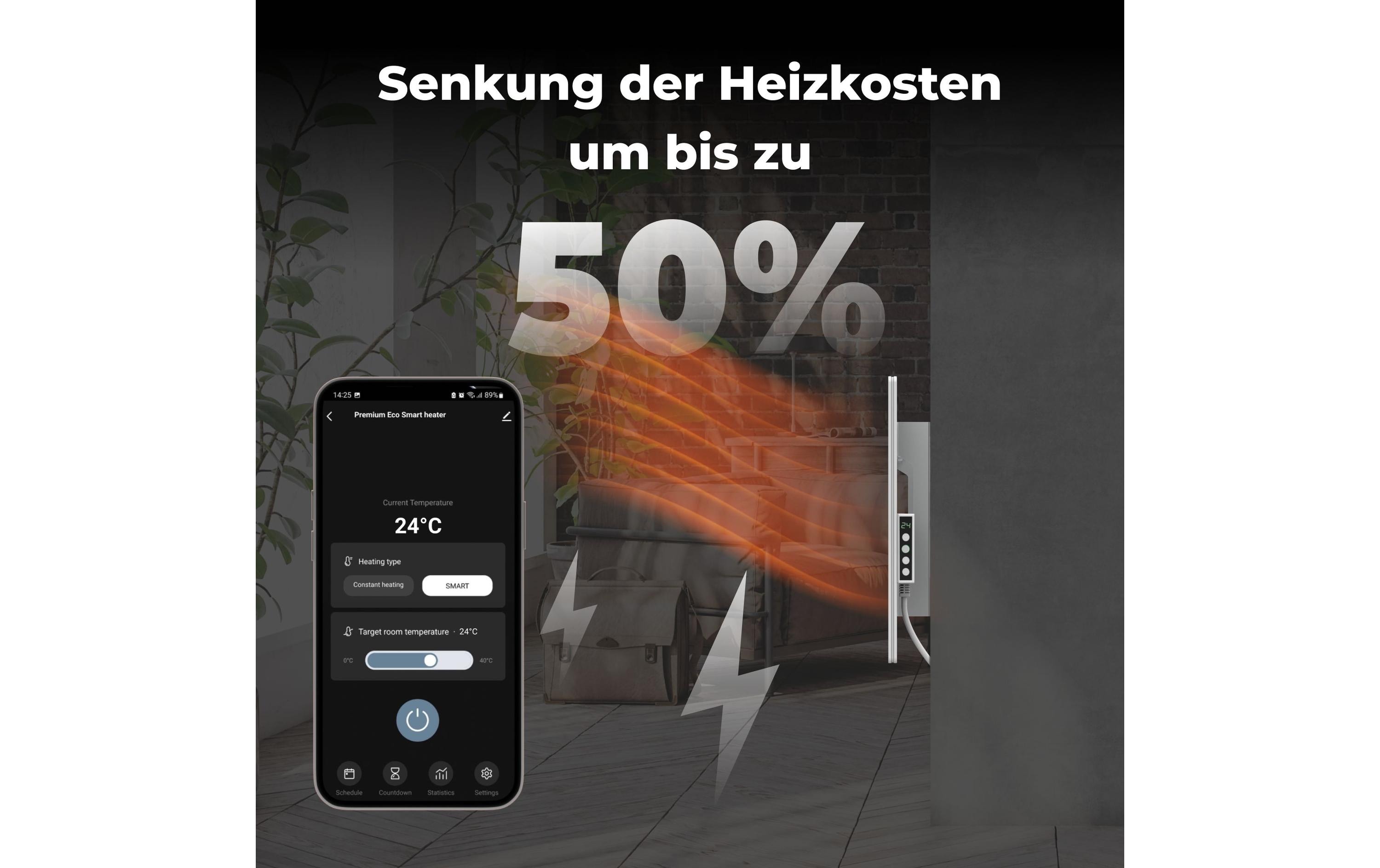 Infrarotheizer Premium Eco Smart LED 700 W, Weiss<br>Heizgerät mit Infrarotstrahler
