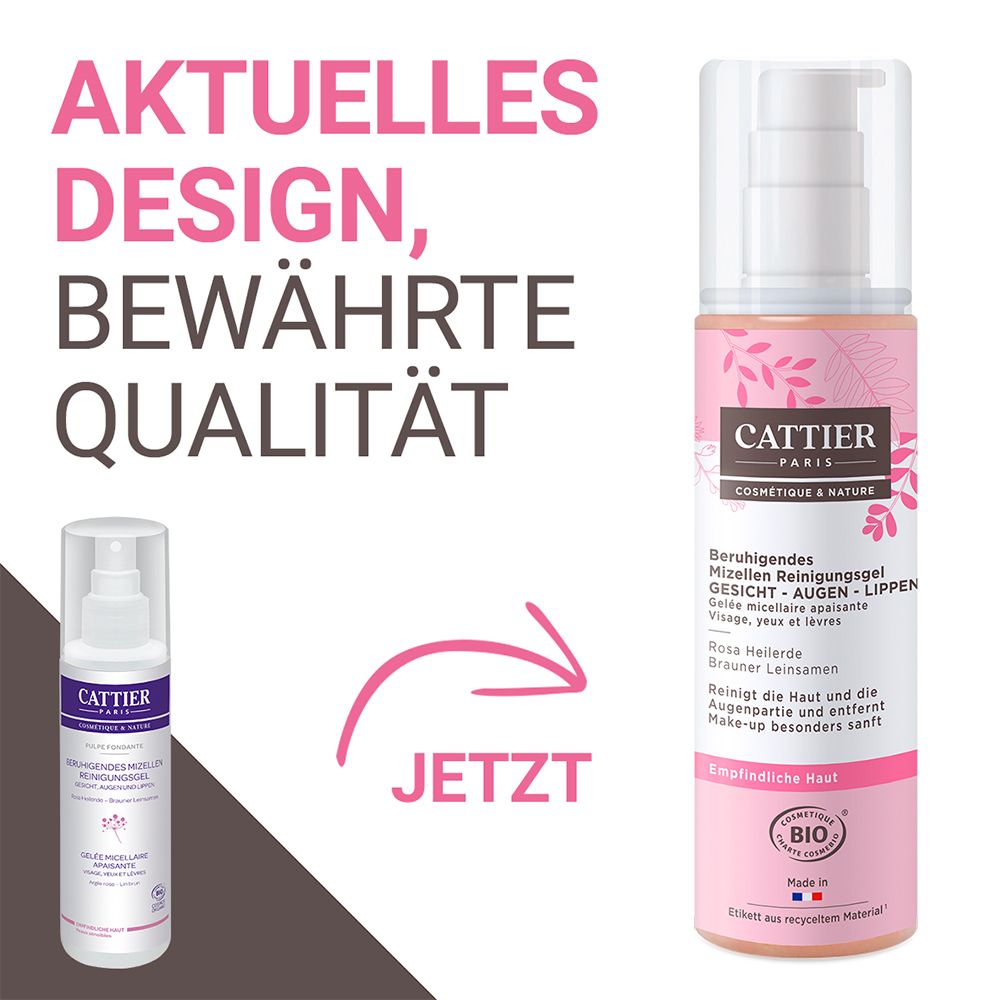 CATTIER Beruhigendes Mizellen Reinigungsgel Pulpe Fondante - Rosa Heilerde & Brauner Leinsamen