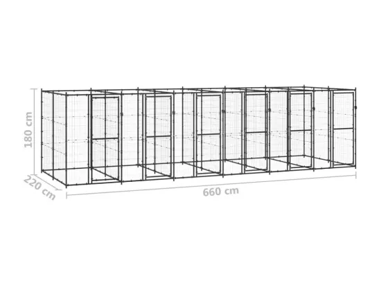 Chenil extérieur cage enclos 660 x 220 x 180 cm 02_0000380