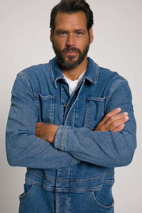 Overall, Denim, Workwear, Brusttaschen, Langarm