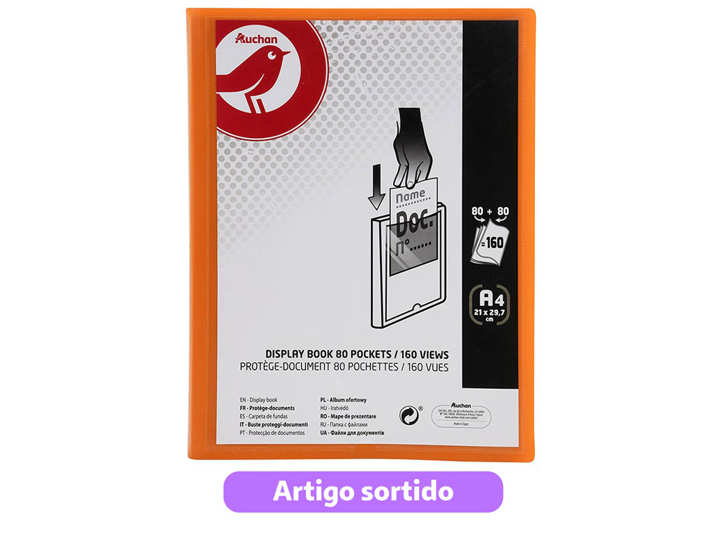 PORTFÓLIO AUCHAN A4 80 80 BOLSAS CORES SORTIDAS