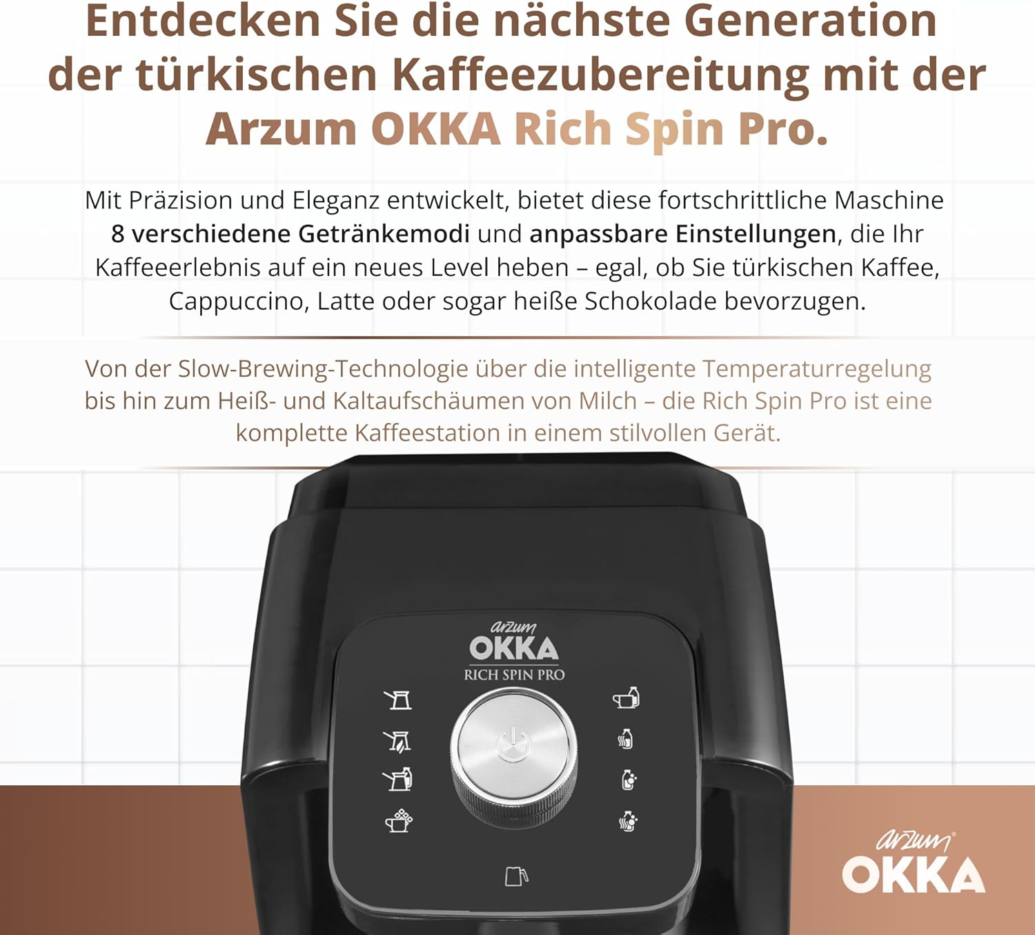 Arzum OKKA RICH SPIN PRO TURKISH COFFEE MACHINE (Chrome)