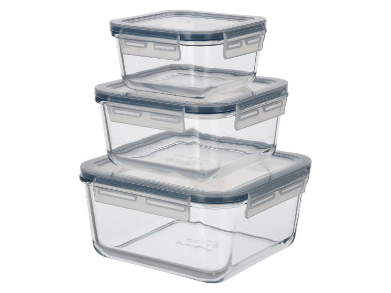 Set van 3 glazen vershoudbakjes