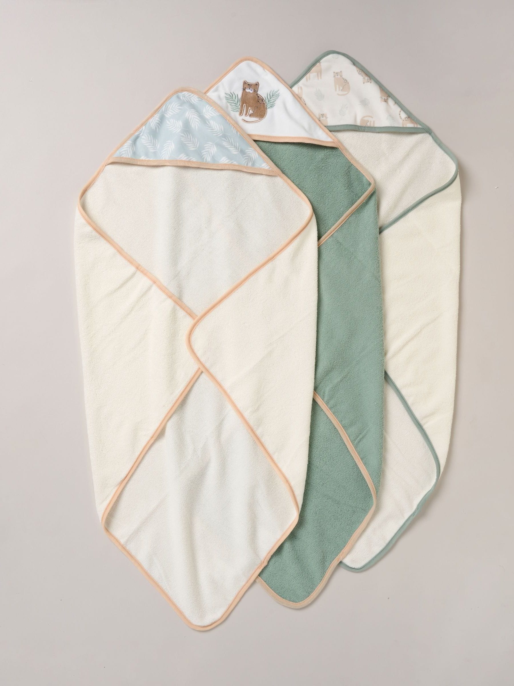 Groen - Snuggle Tots handdoeken en washandjes met capuchon 3 stuks