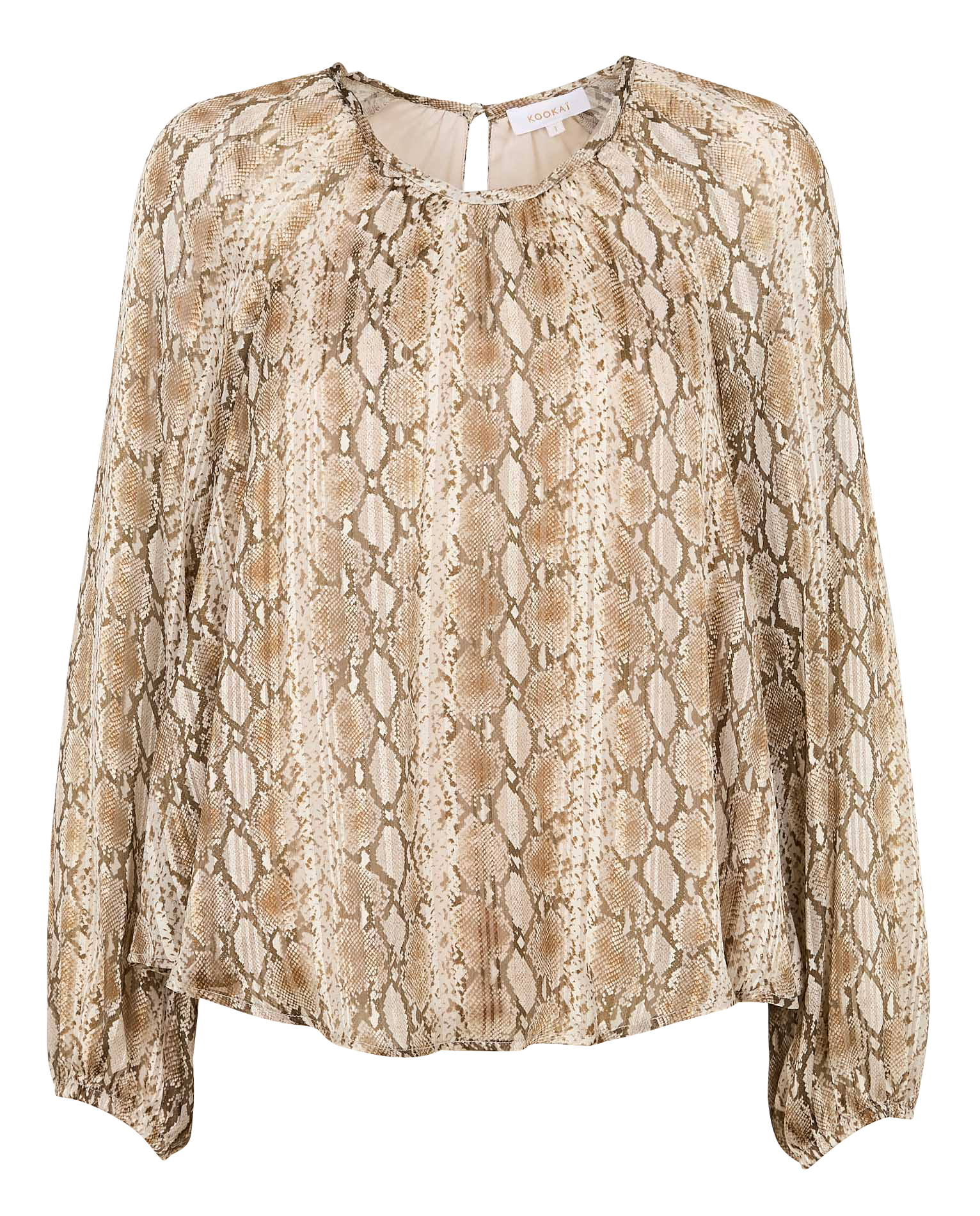 HENNA - Blouse col rond imprimée | Beige