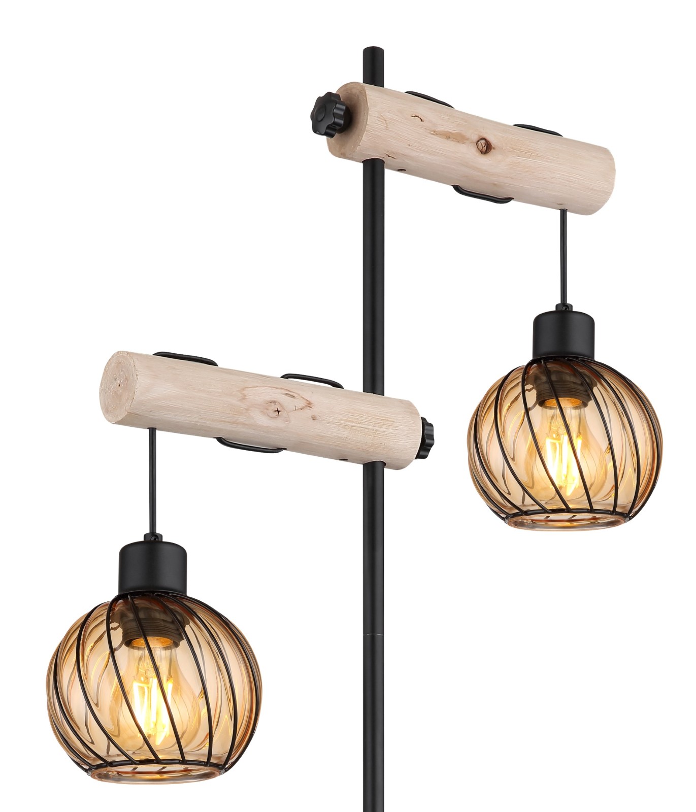 Stehleuchte - schwarz-holzfarben - 168 cm