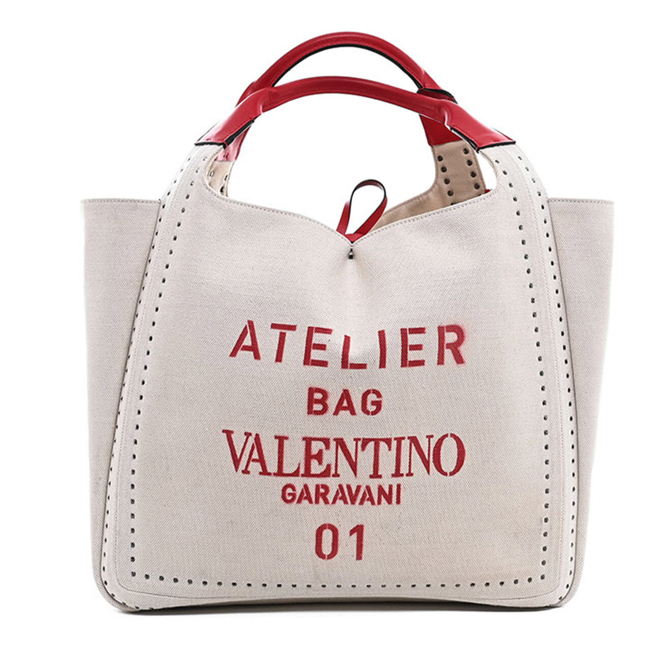 Valentino Sac cabas bandoulière Atelier Garavani en Toile beige - Neuf sans étiquette - L.38 cm