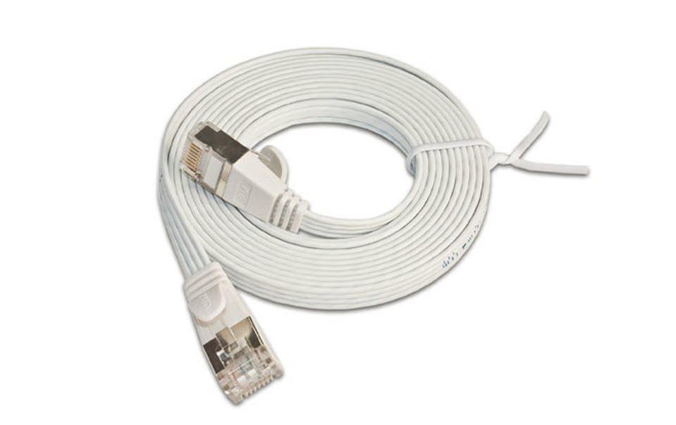 Slimpatchkabel RJ-45 - RJ-45, Cat 6, STP, 0.75 m, WeissGeschirmtes Twisted-Pair-Kabel (STP) mit Klinkenschutz