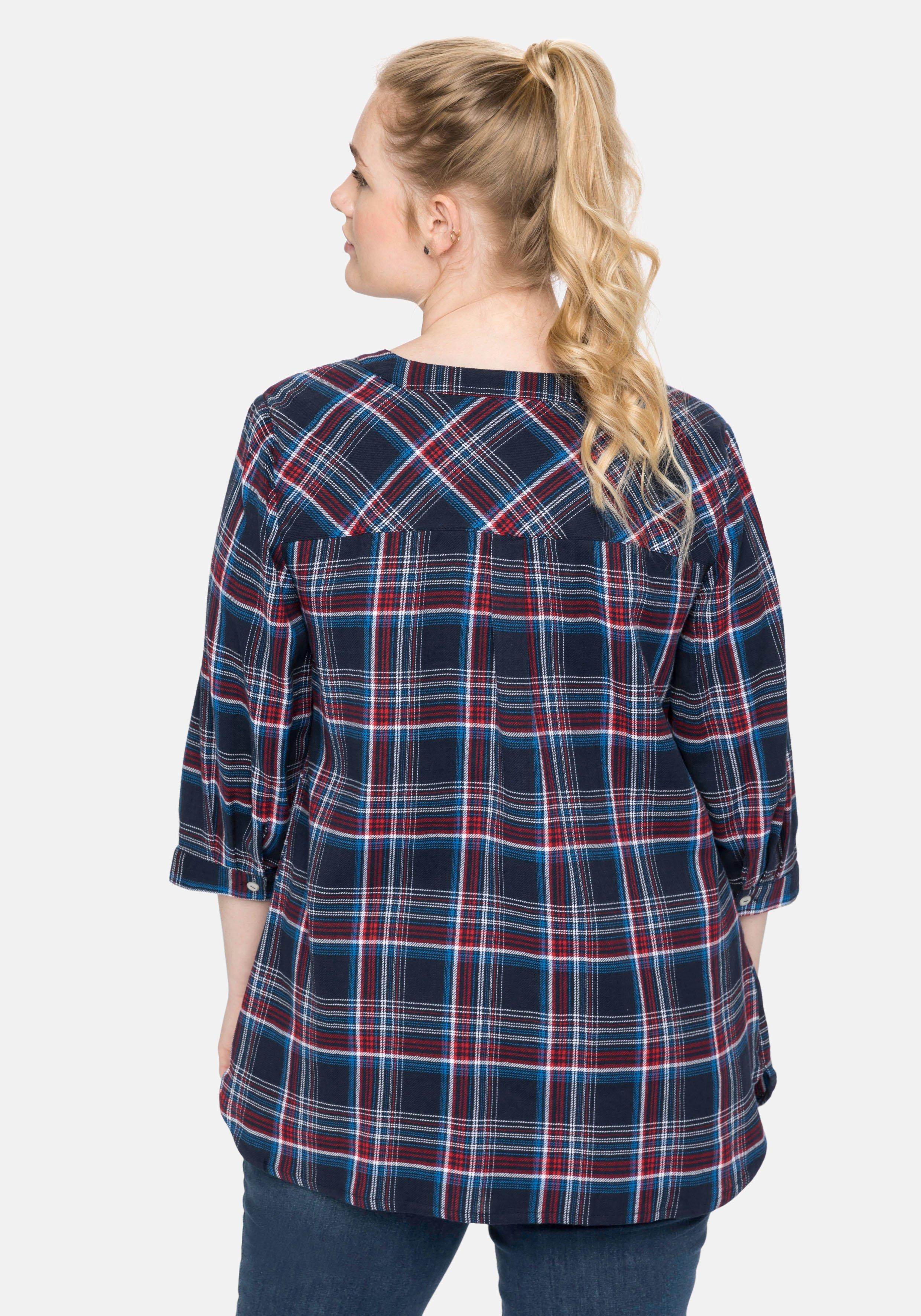 Bluse mit Karomuster und 3/4-Arm