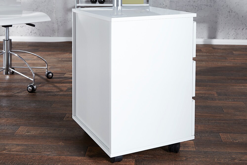 riess-ambiente Rollcontainer BIG DEAL - 45cm weiß Hochglanz 3 Schubladen modern