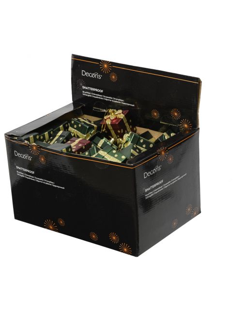 Decoris Kerstornament Cadeau - Kerstversiering - 5x5x6.8 cm Assorti 2 Assortiment