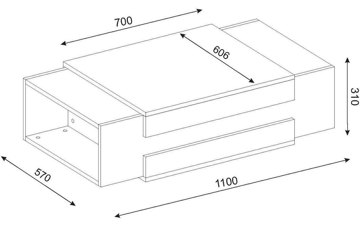 Couchtisch Nora 110 x 31 x 57 cm, Nature/Weiss<br>Wohnzimmertisch