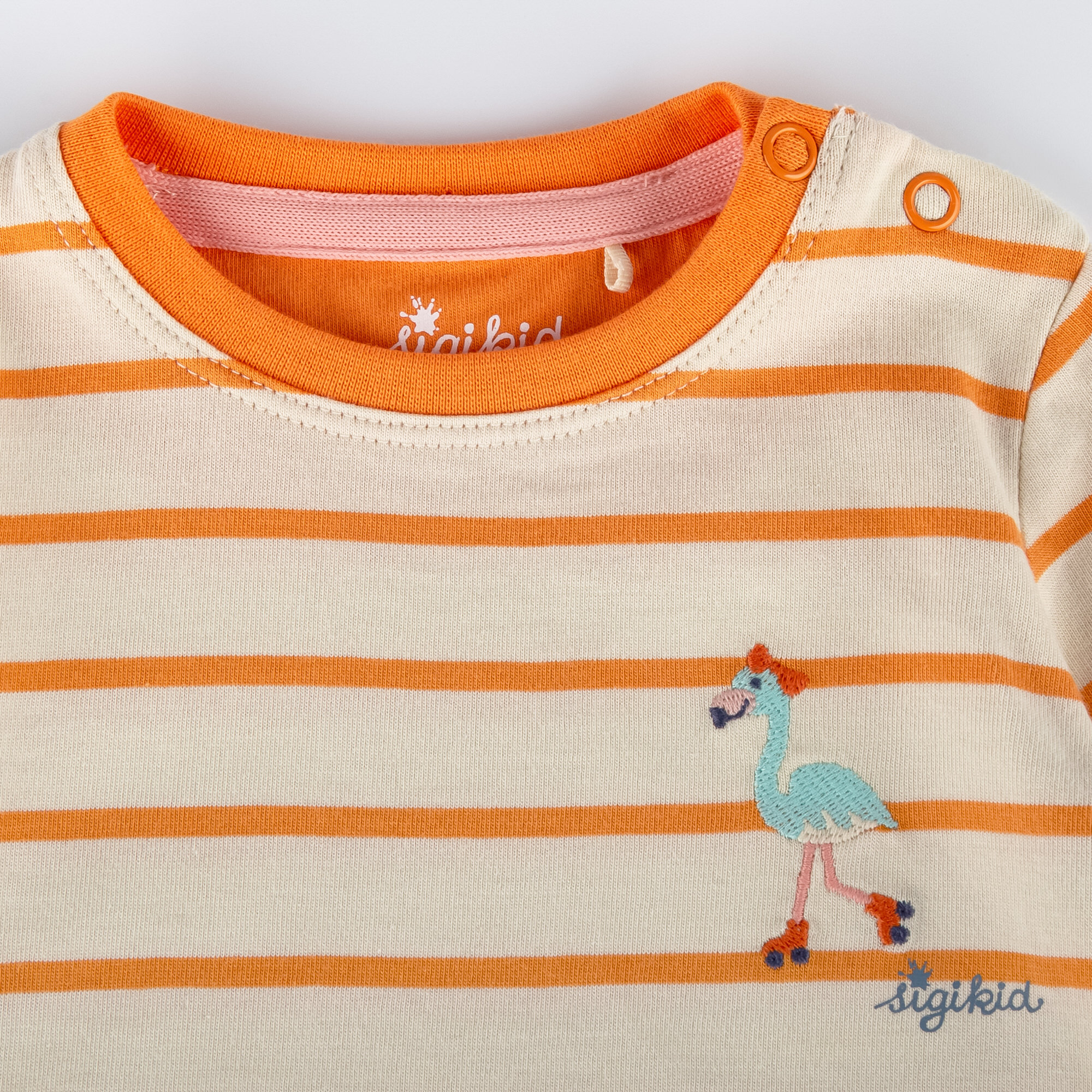 Langarmshirt B - SKATING FLAMINGO gestreift in orange