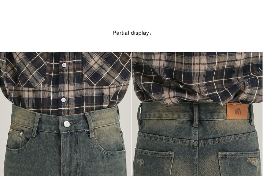DAZO Studios - Mid Rise Washed Fray Straight Leg Jeans