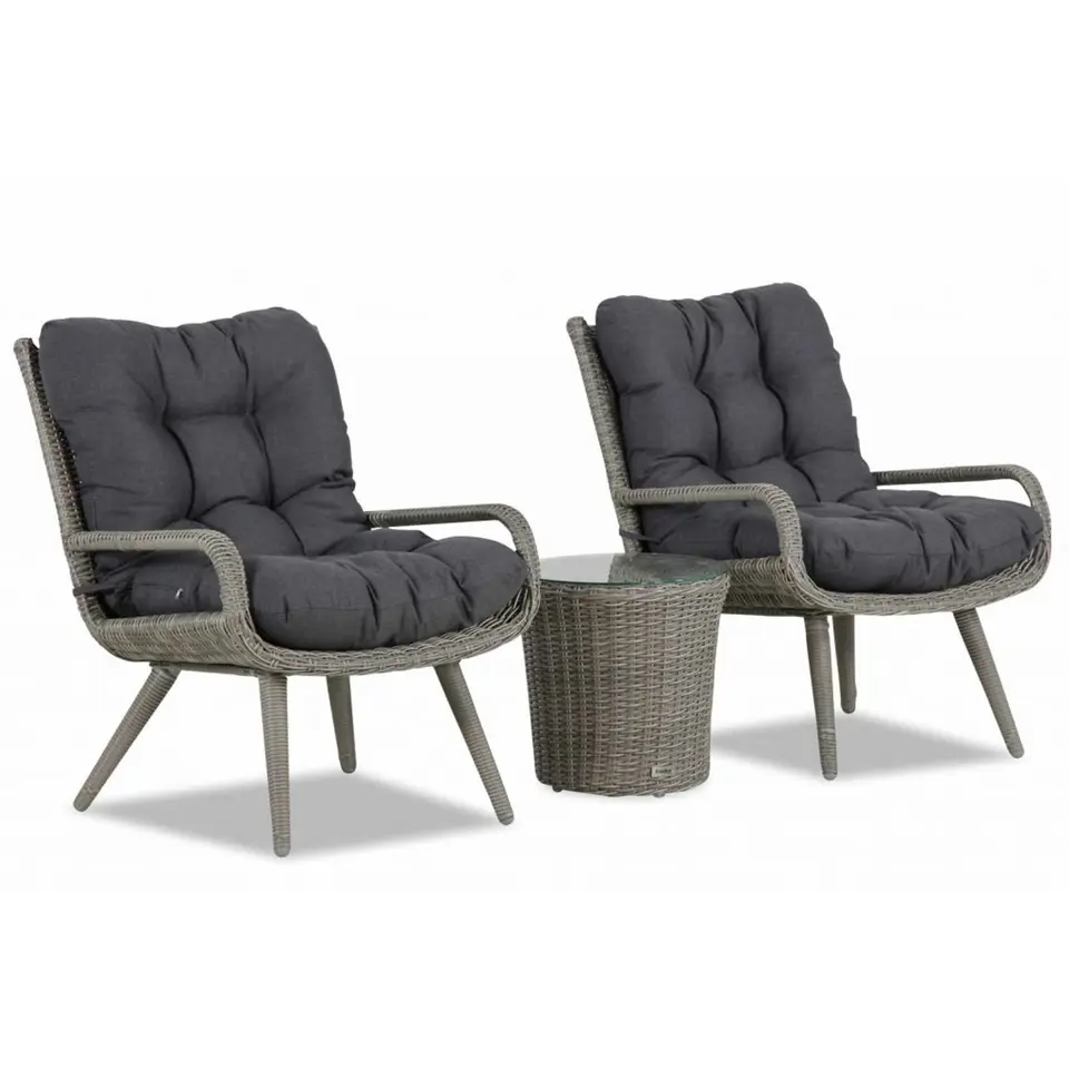 Bistroset 2 personen Wicker Grijs Garden Collections Dover
